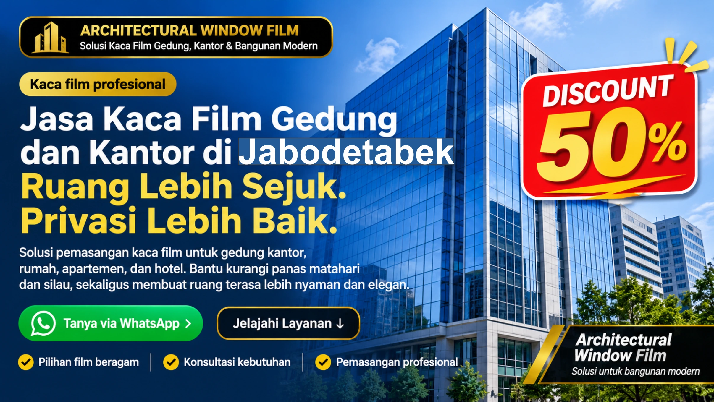 Jasa pasang kaca film Depok Surya Pratama Artistik